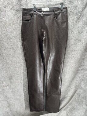 Aritzia $148 Women's 4 Wilfred The Melina Vegan Leather Pants Birch Brown NWOT